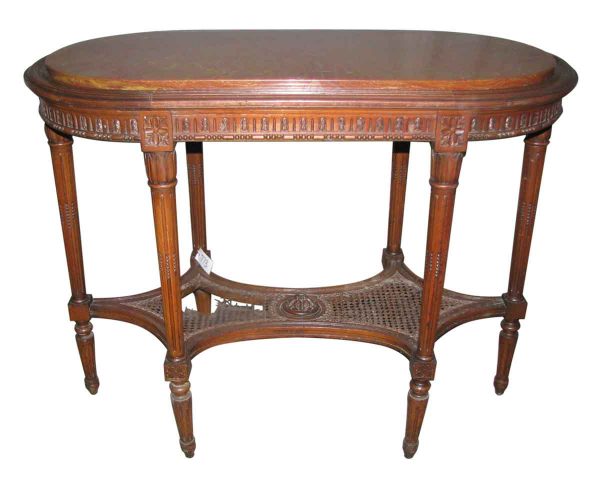 Antique Carved Wood Table with Marble Top - Entry Way
