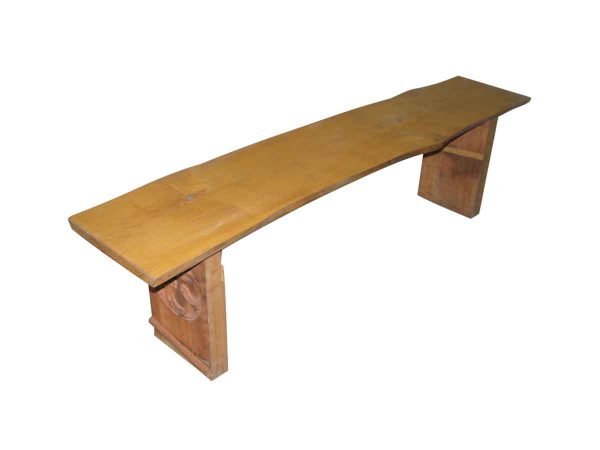 Live Edge Wood Bench with Antique Base - Religious Antiques