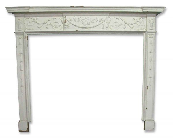 Antique Mantel with Cherubs and Ornate Detail - Mantels