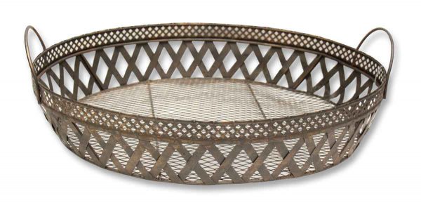 Vintage Woven Brass Tray - Baskets
