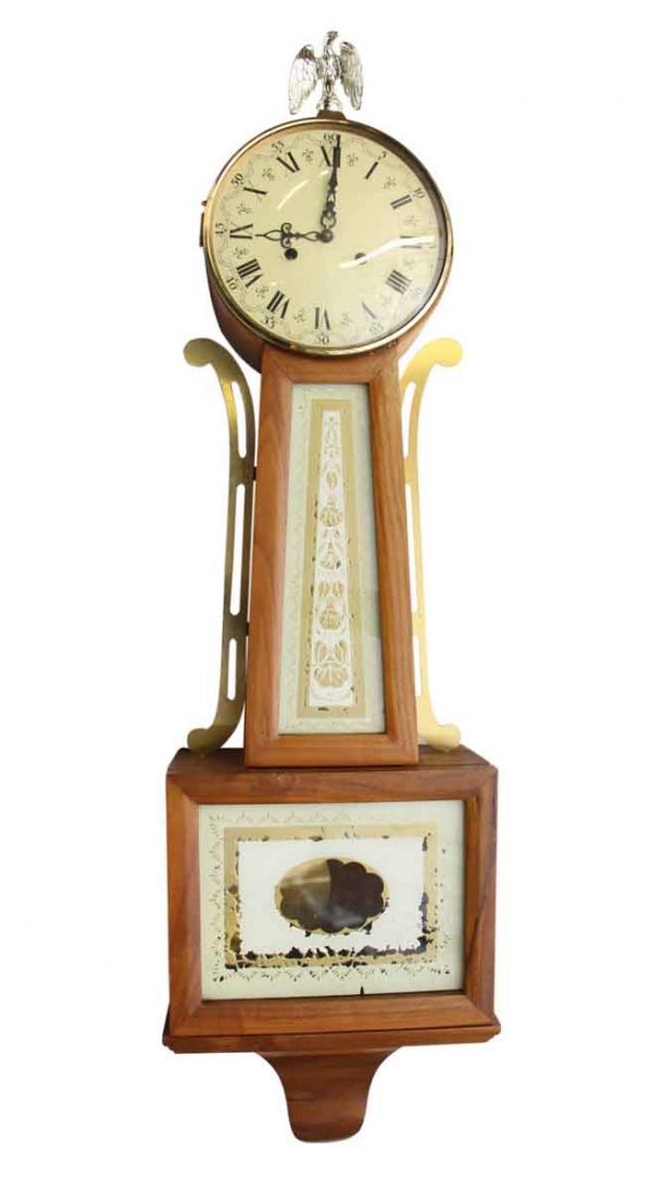 Antique Wall Clock with Painted Porcelain Face - Clocks