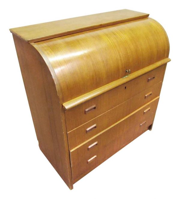 Barrel Style Roll Top Secretary Desk - Office Furniture
