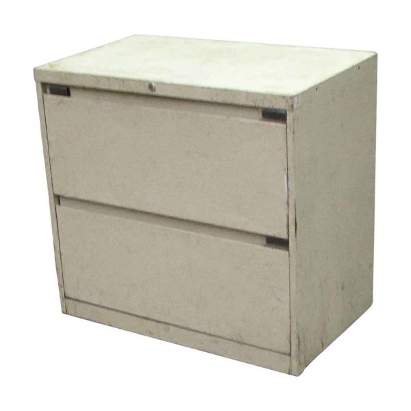 Cream Worn Metal Lateral File Cabinet - Office Furniture