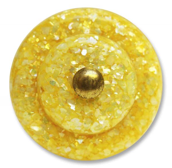 Single Yellow Mother of Pearl in Lucite Knob - Cabinet & Furniture Knobs