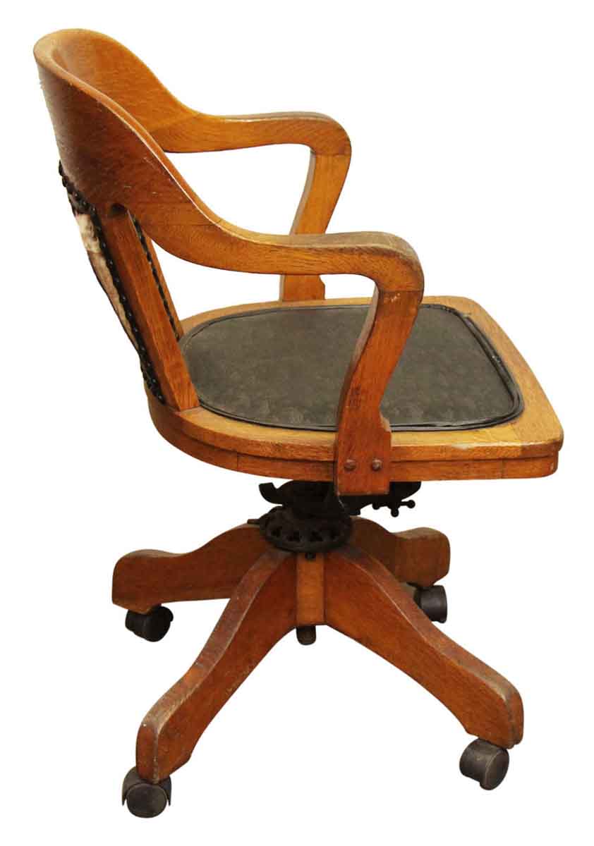 Wooden Rolling Desk Chair with Vinyl | Olde Good Things