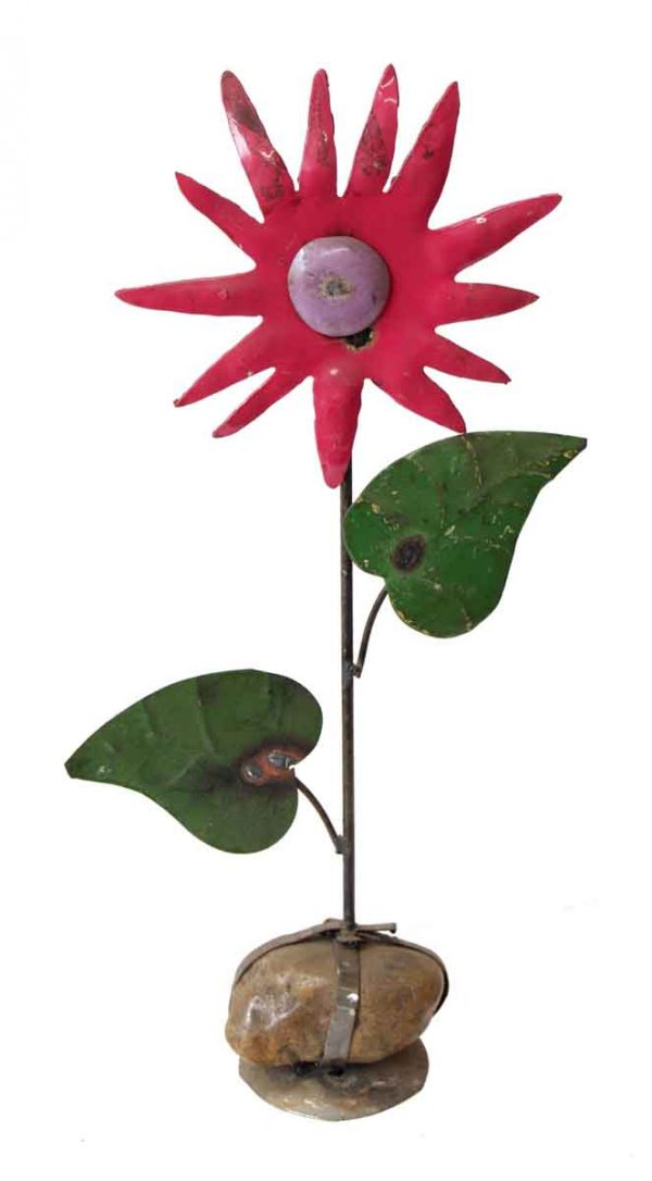 Handmade Tin Pink Flower - Decorative Metal