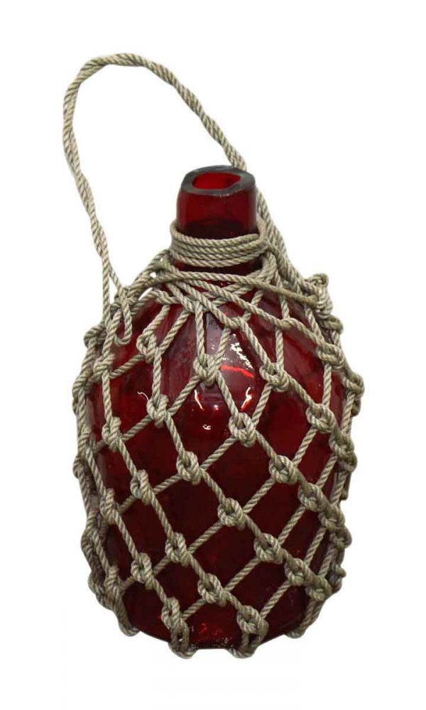 Red Glass Roped Bottles - Nautical Antiques