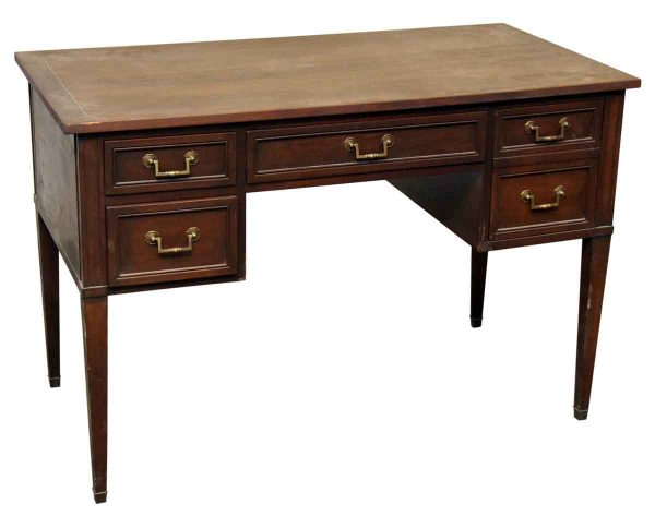 Wood Desk with Brass Pulls - Office Furniture