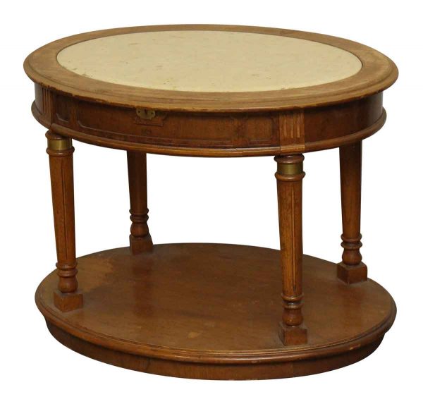 Oval Side Table with Marble Top - Living Room