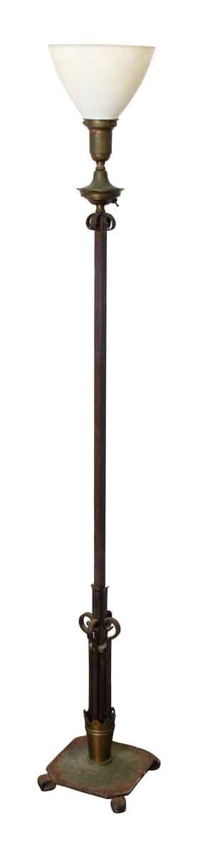 Iron Floor Lamp with White Glass Shade - Floor Lamps