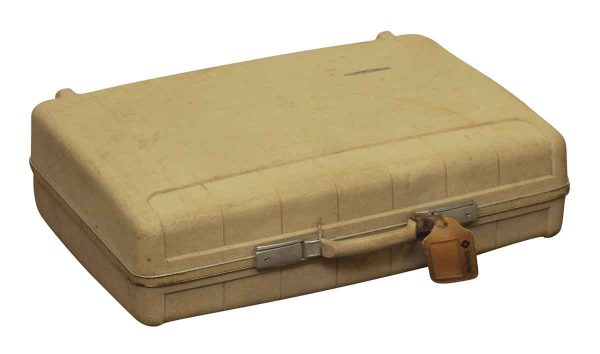 Vintage Plastic Briefcase with Leather Tag - Suitcases