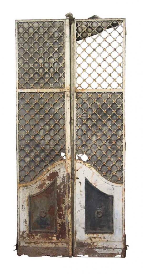 19th Century French Provincial Woven Iron Doors with Floral Rosettes - Entry Doors