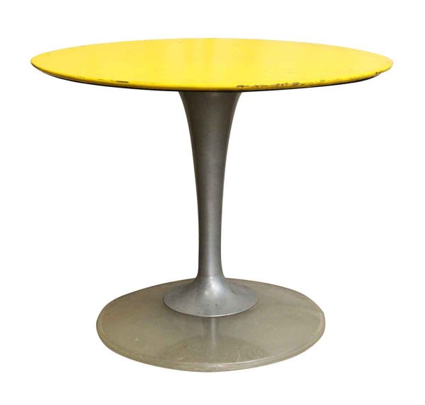 Yellow & Brushed Chrome Cafe or Ice Cream Parlor Table - Commercial Furniture