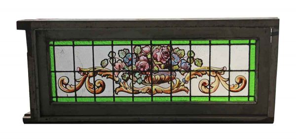 Leaded Floral Painted Glass Window - Stained Glass