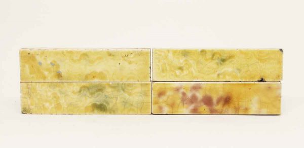 Set of Four Yellow Crackled Shiny Tiles - Wall Tiles