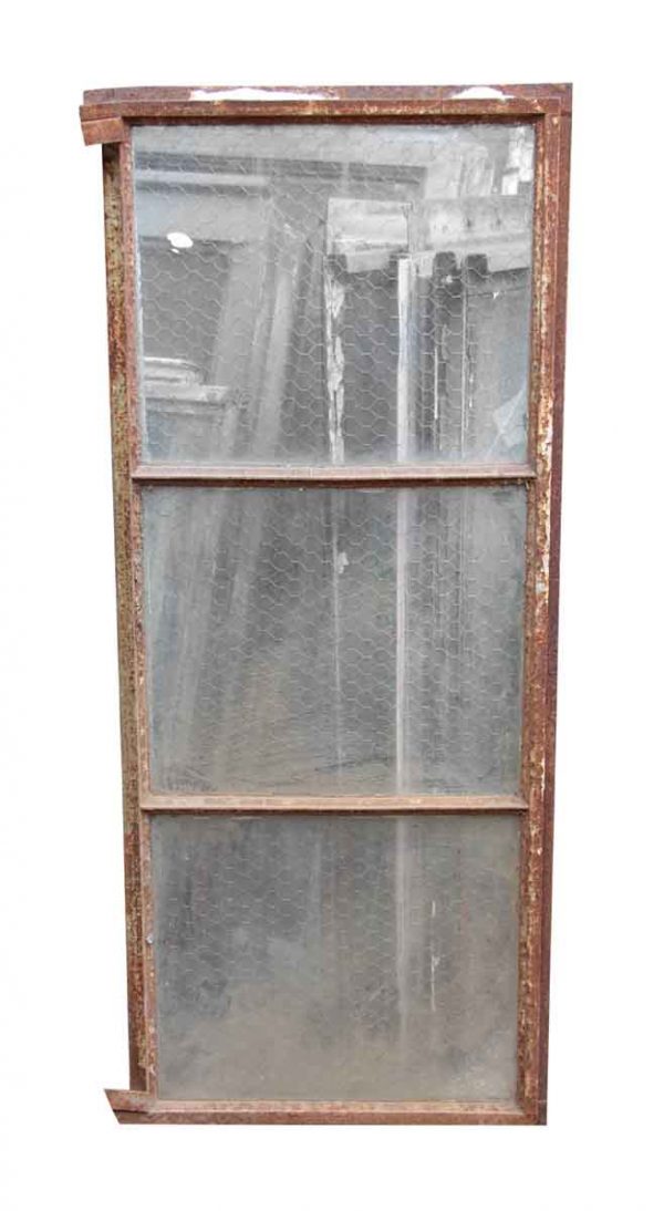 Encasement Window Chicken Wire Glass Panels with Steel Frame - Reclaimed Windows