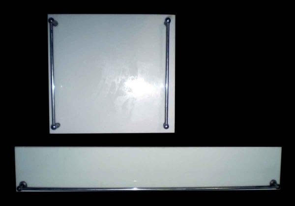 Set of Two Milk Glass Towel Racks - Bathroom