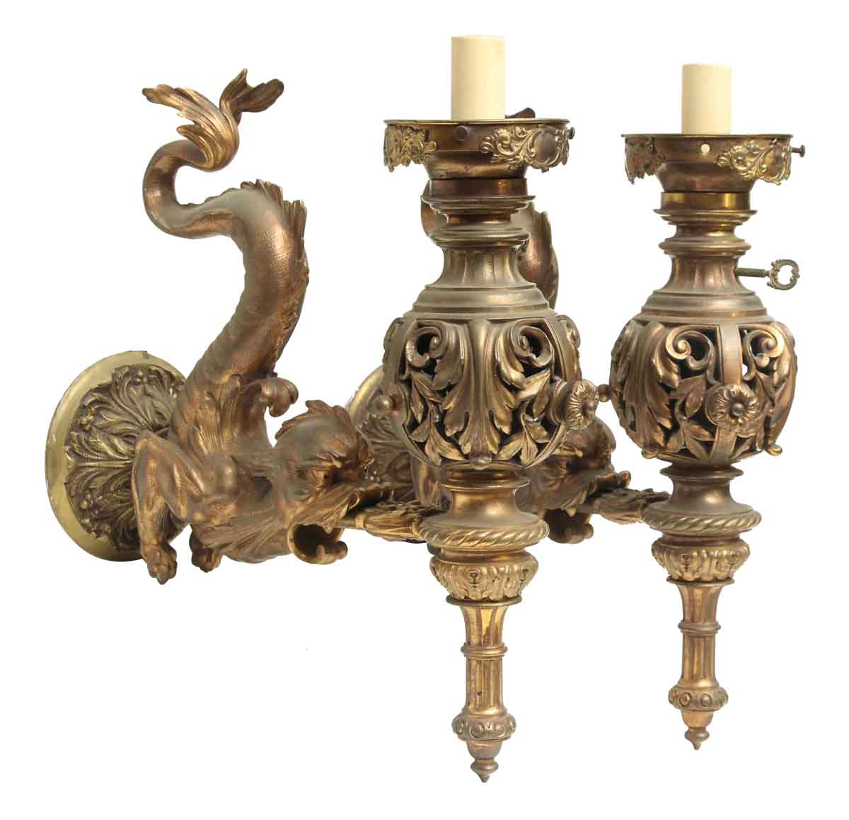 Large Bronze Dragon Sconces | Olde Good Things