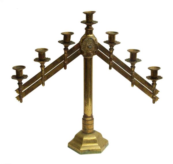 Single Seven Light Brass Candelabra - Candelabra Lamps