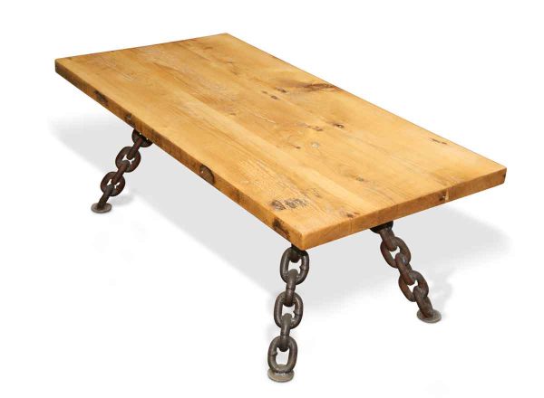Rustic Coffee Table with Nautical Anchor Chain Legs