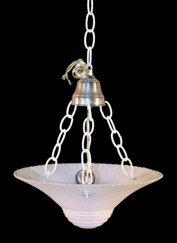 Vintage Hanging Dish Light in Milk Glass