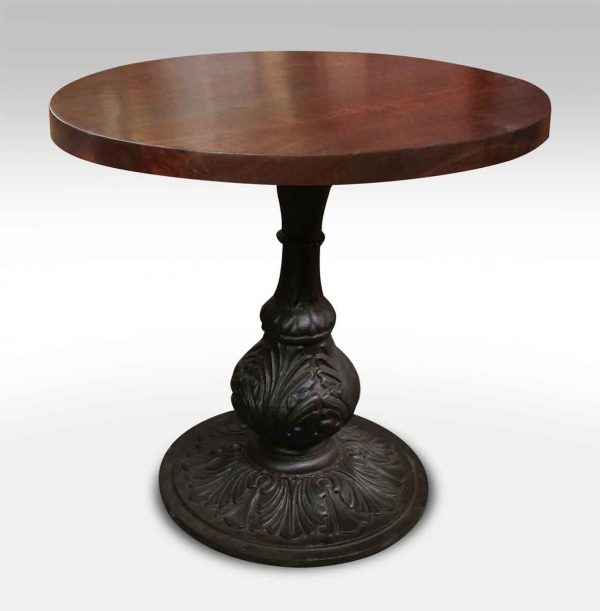 Round Walnut Bistro Table with Ornate Ball Base