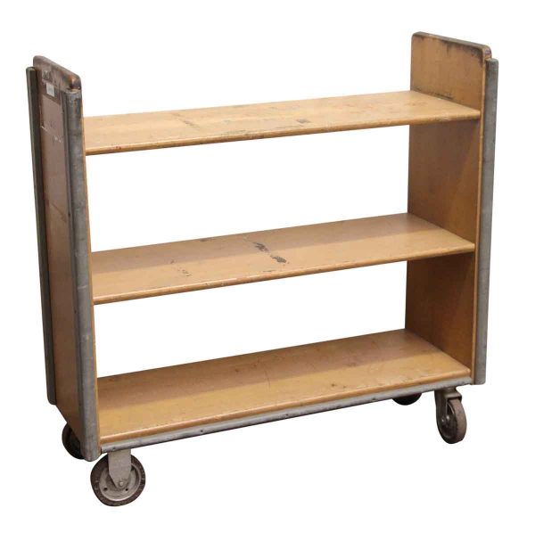 Reclaimed Narrow Solid Maple Rolling Book Cart - Carts