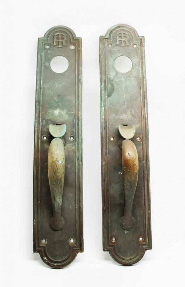 Antique Emblematic TR Pair of Bronze Door Pulls - Door Pulls