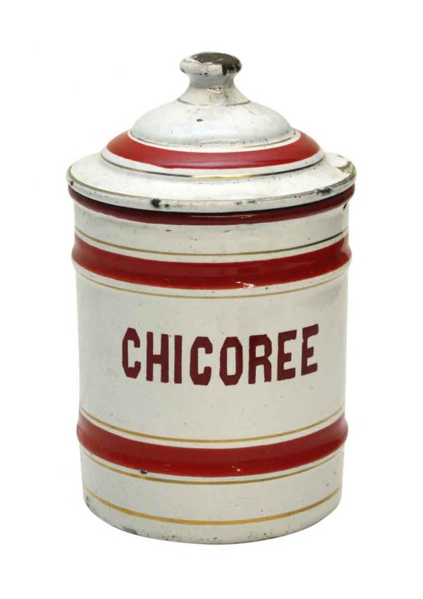 Small Red & White Chicoree Kitchen Jar - Kitchen