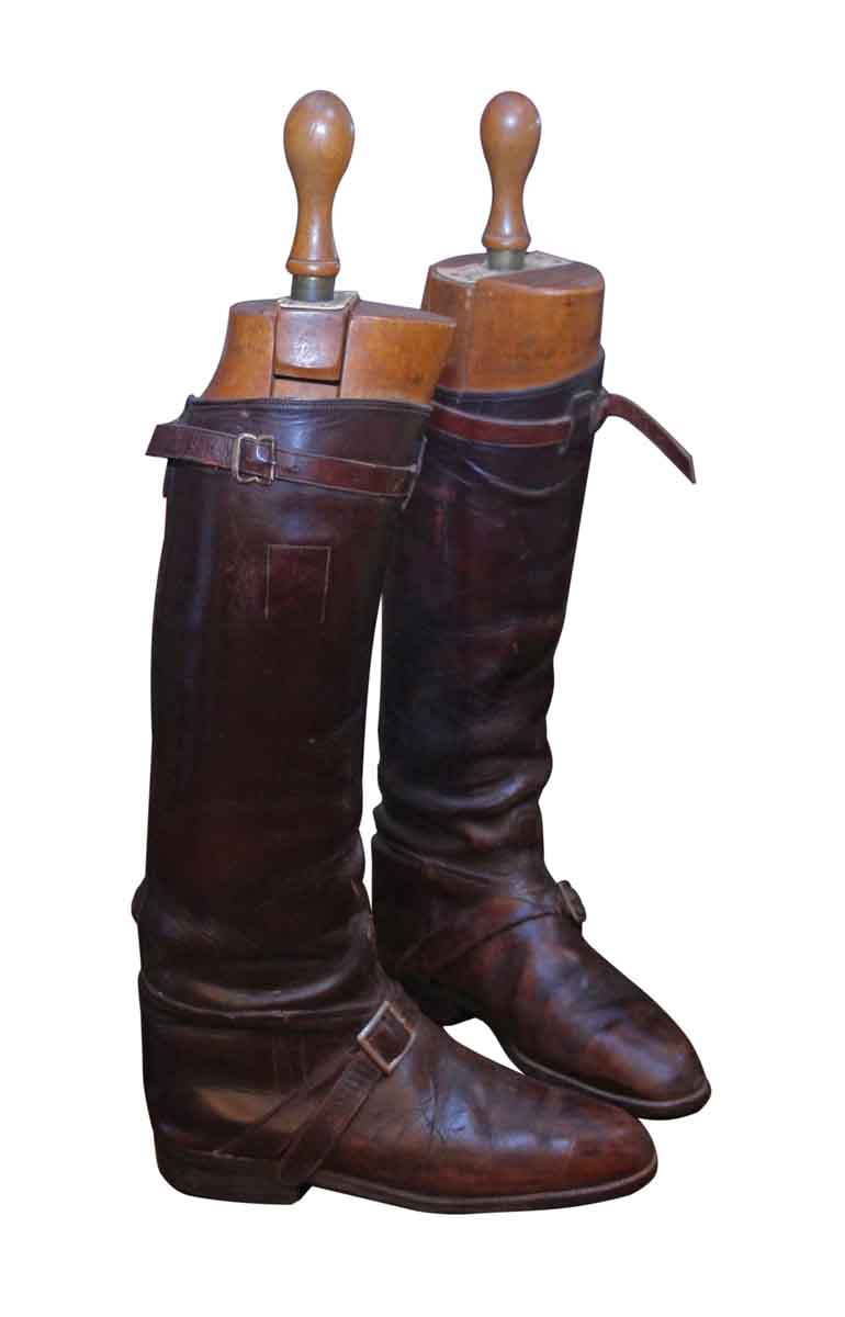 Vintage English Polo Boots with Wooden Stretchers | Olde Good Things