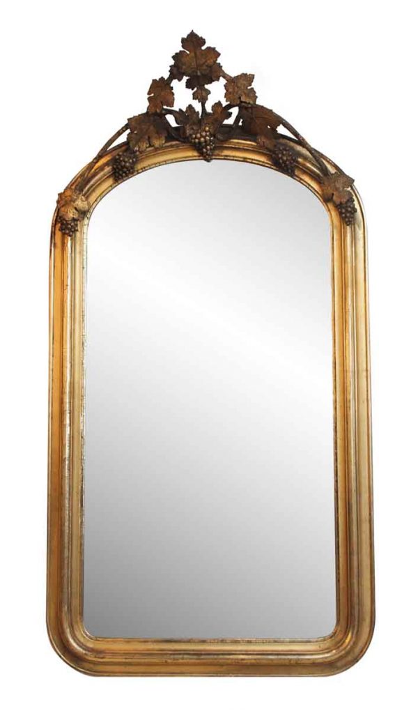 French Gilded Wall Mirror with Leaves & Grapes - Antique Mirrors