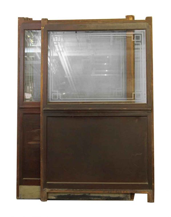 Interior Materials - Salvaged Oak Bank Office Divider with Etched Glass