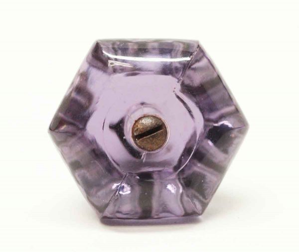 Vintage Purple Glass Hexagon Knob - Cabinet & Furniture Knobs
