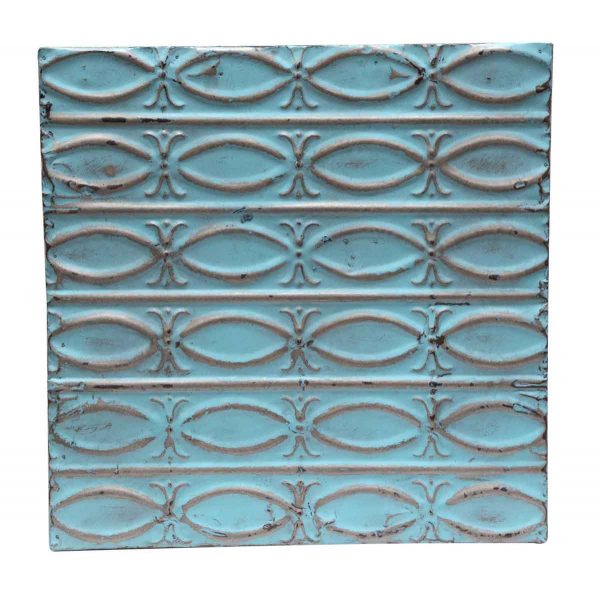 Open Seas Blue Fish Pattern Antique Tin Panel - Tin Panels
