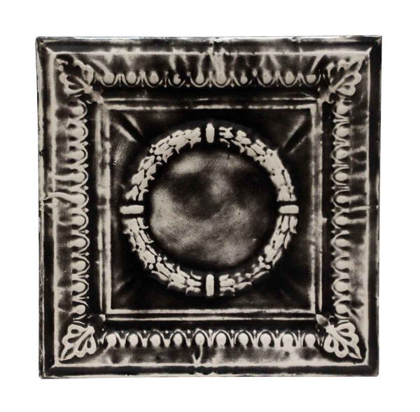 Black & White Wreath Antique Tin Panel - Tin Panels