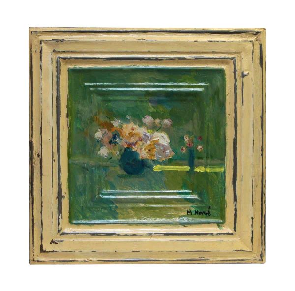 Hand Painted Floral Still Life Antique Tin Panel - Hand Painted Panels