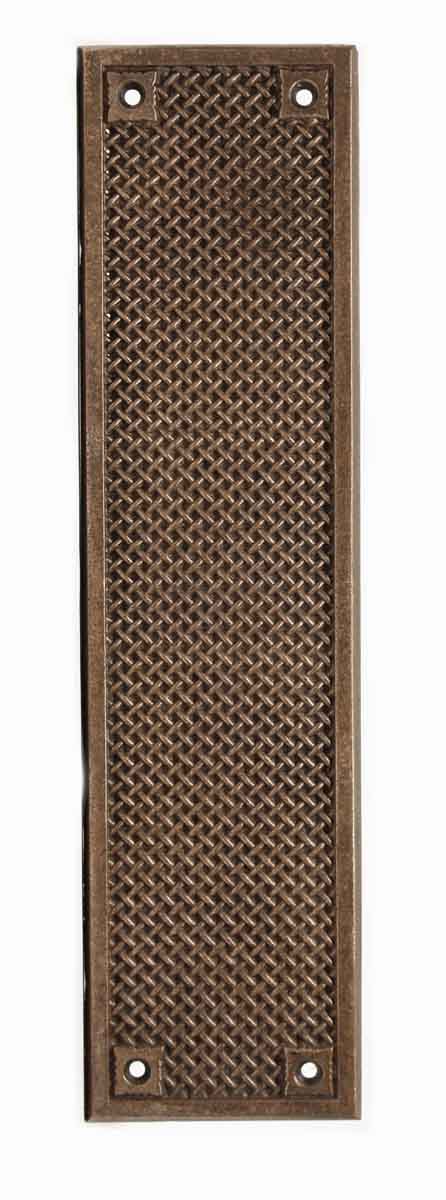 Push Plates - Antique Bronze Weave Patterned Door Push Plate