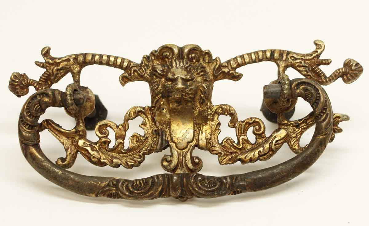 Highly Ornate Brass Lion Head Drawer Pull Olde Good Things