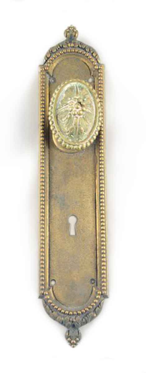 Door Knob Sets - Antique French Beaded Brass Oval Knob Door Set