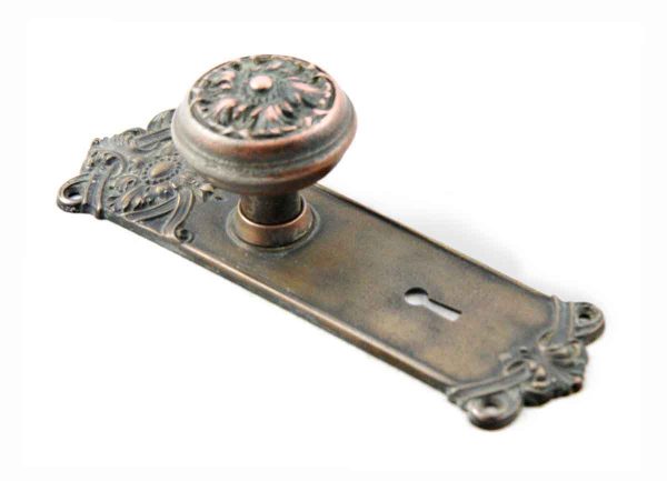 Door Knob Sets - Antique Gothic Radial Brass Knob Set