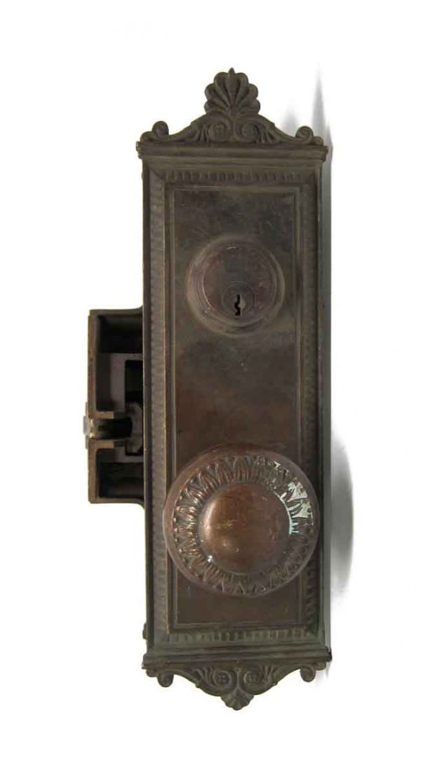Door Knob Sets - Antique Yale & Towne Greek Bronze Entry Monolock Door Set