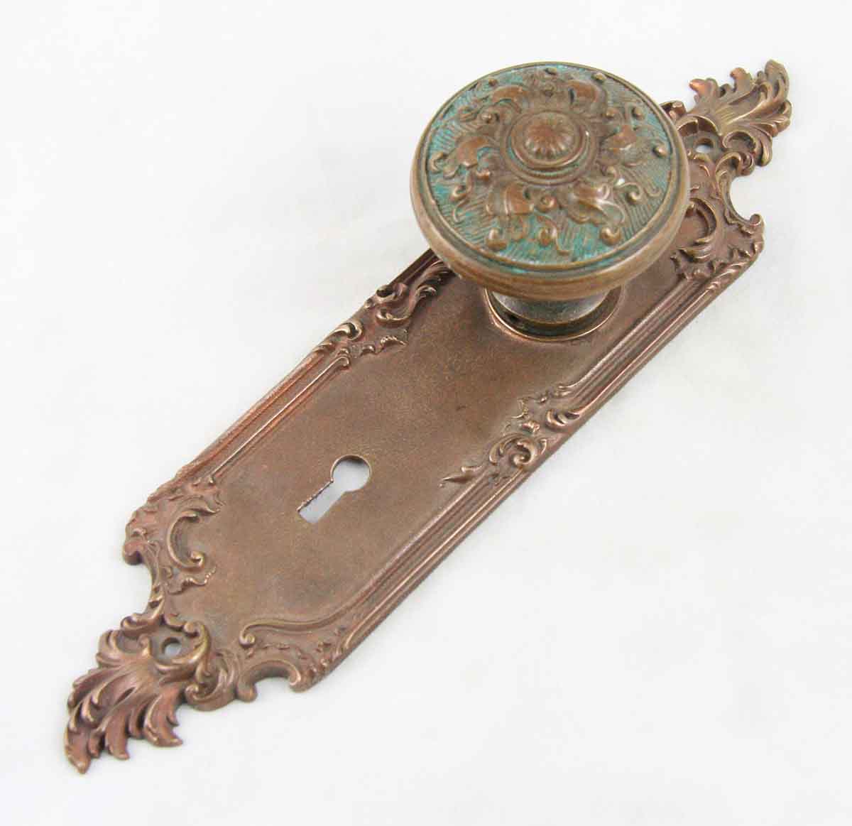 Antique Art Nouveau Brass Interior Door Knob Set Olde Good Things   Door Knob Sets K193299 