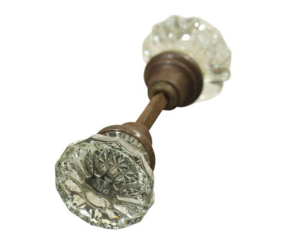 Door Knobs - Fluted Glass Knob Set with Deep Brass Patina