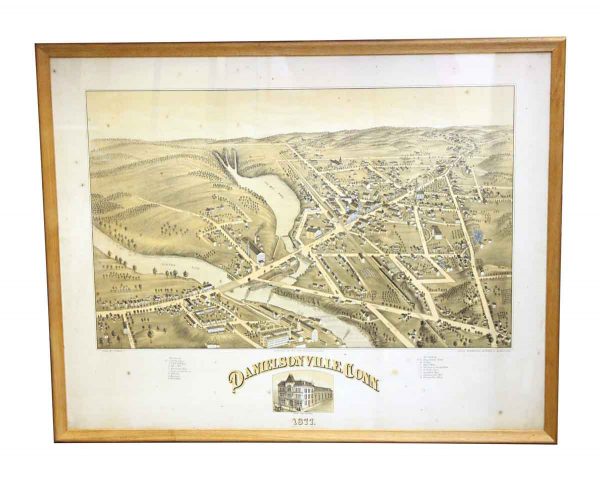Globes & Maps - Antique Framed Map of Danielsonville Ct