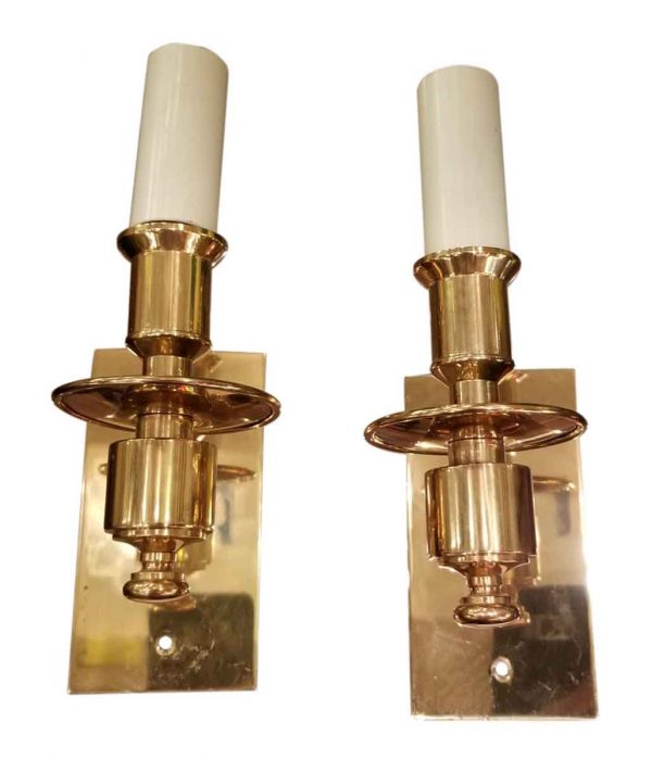 Sconces & Wall Lighting - Pair of Brass One Arm Candle Sconces