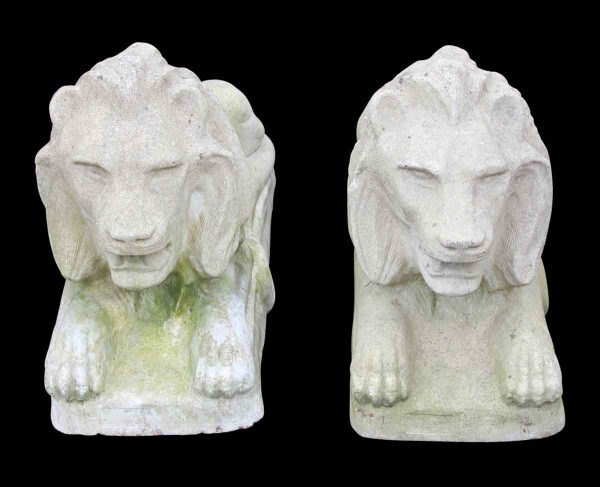 Stone & Terra Cotta - Pair of Gray Stone Lions