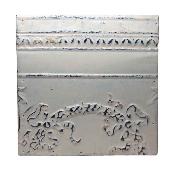 Tin Panels - White Tin Panel with Half Wreath Design