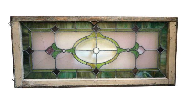 Stained Glass - Antique Stained Glass Purple & Green Transom