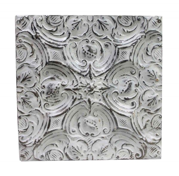 Tin Panels - Handmade White Floral Raised Tin Panel