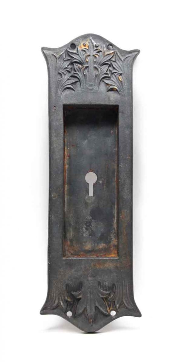 Pocket Door Hardware - Cast Iron Recessed Ornate Pocket Plate